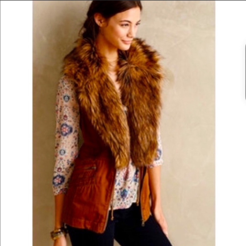 Anthropologie vest with remove-able fur.